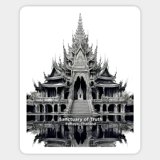 Thailand: Sanctuary of Truth, Pattaya, Thailand on a light (knocked out) background Sticker